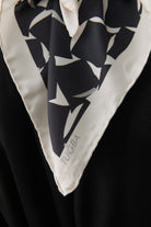 Mizan Twill İpek Eşarp - Ekru - Siyah TUGBA