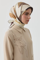 Pera Twill İpek Eşarp - Kahve TUGBA