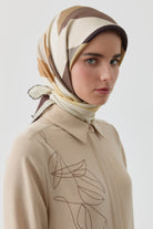 Pera Twill İpek Eşarp - Kahve TUGBA