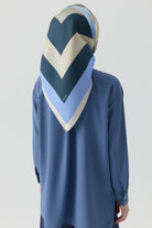 Pera Twill İpek Eşarp - Mavi TUGBA