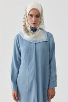 Feraye Twill İpek Eşarp - Mavi TUGBA