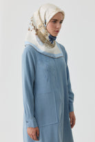 Feraye Twill İpek Eşarp - Mavi TUGBA