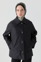 Kısa Trençkot - Siyah TUGBA