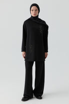 Boncuk İşlemeli Tunik - Siyah TUGBA