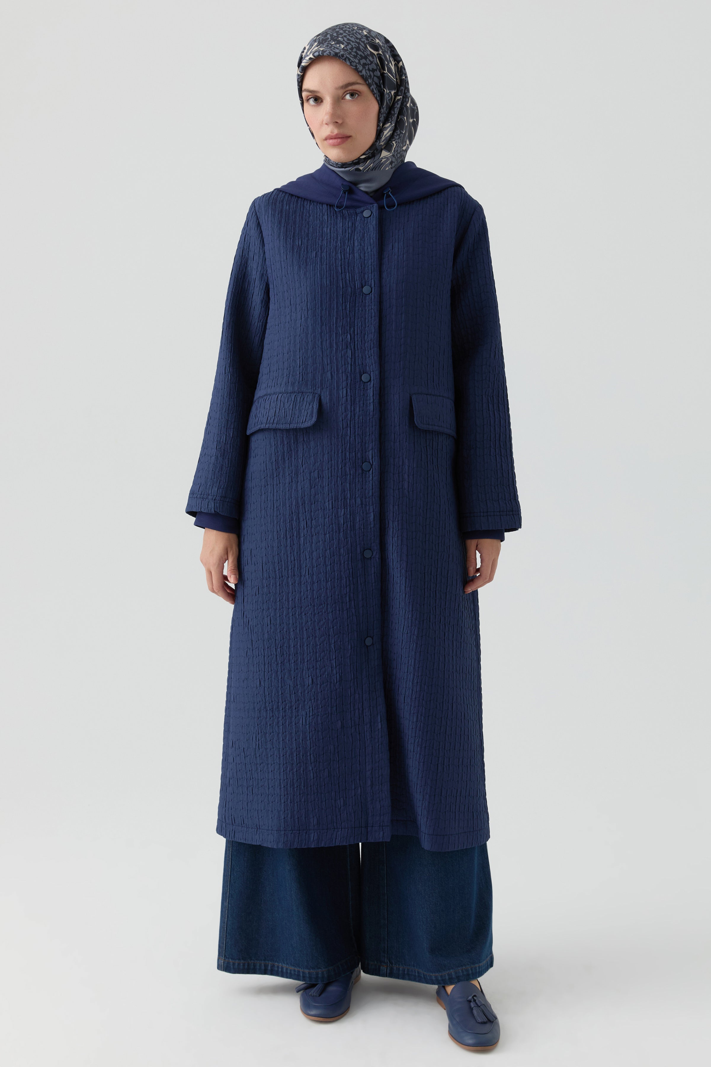 Knitted Combined Elastic Waist Midi Cape – TUĞBA