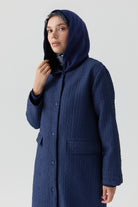 Örme Kombinli Bel Lastikli Midi Kap - Lacivert TUGBA