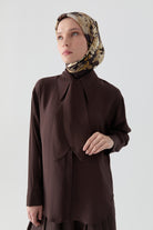 Fularlı Gömlek - Acı Kahve TUGBA