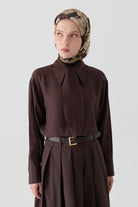 Fularlı Gömlek - Acı Kahve TUGBA