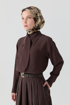 Fularlı Gömlek - Acı Kahve TUGBA