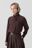 Fularlı Gömlek - Acı Kahve TUGBA