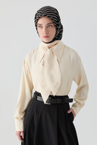 Fularlı Gömlek - Vanilya TUGBA