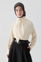 Fularlı Gömlek - Vanilya TUGBA