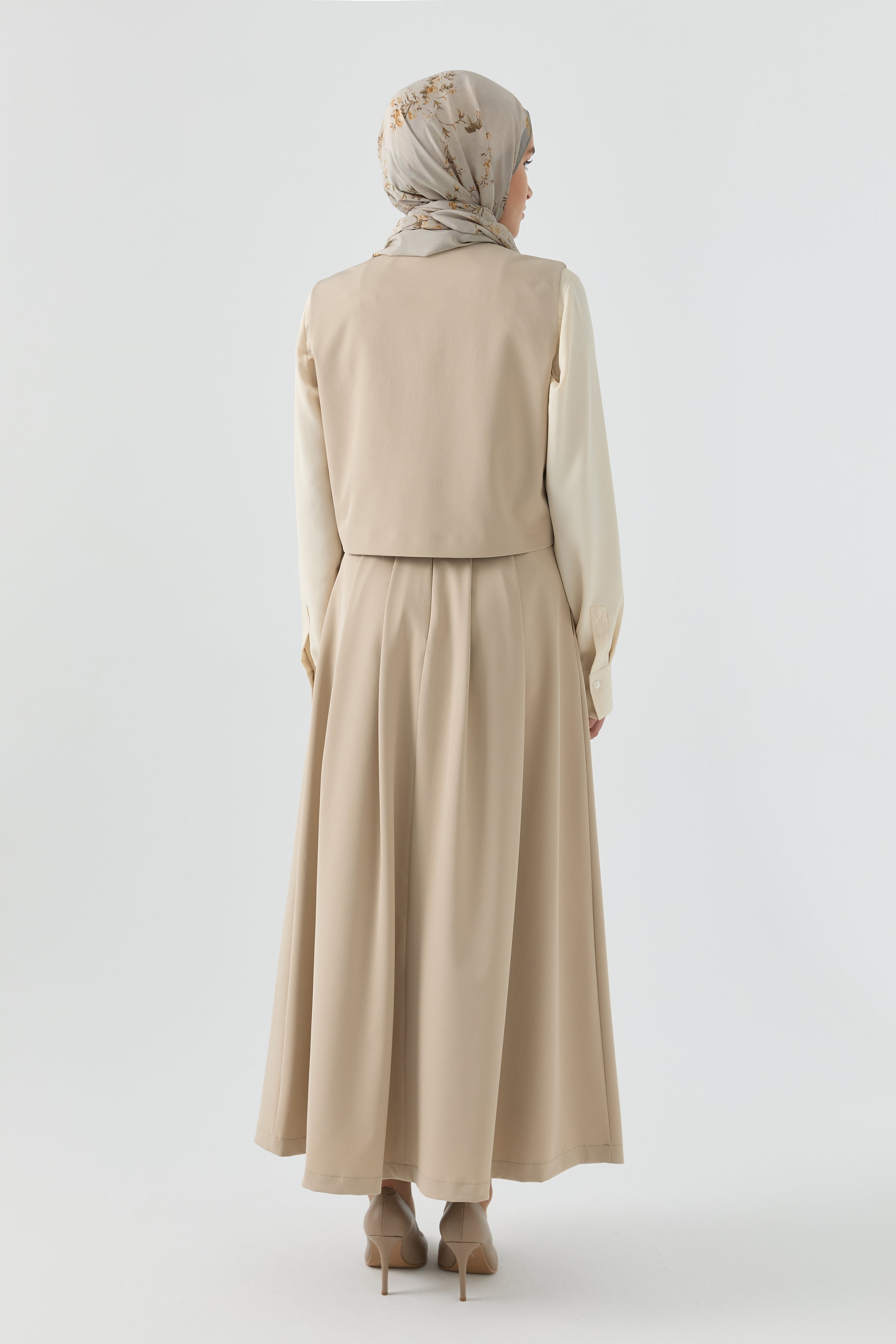 Yelek Etek Takım - Bej TUGBA