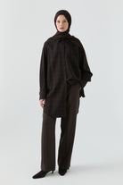 Yüksek Bel Pantolon - Acı Kahve TUGBA