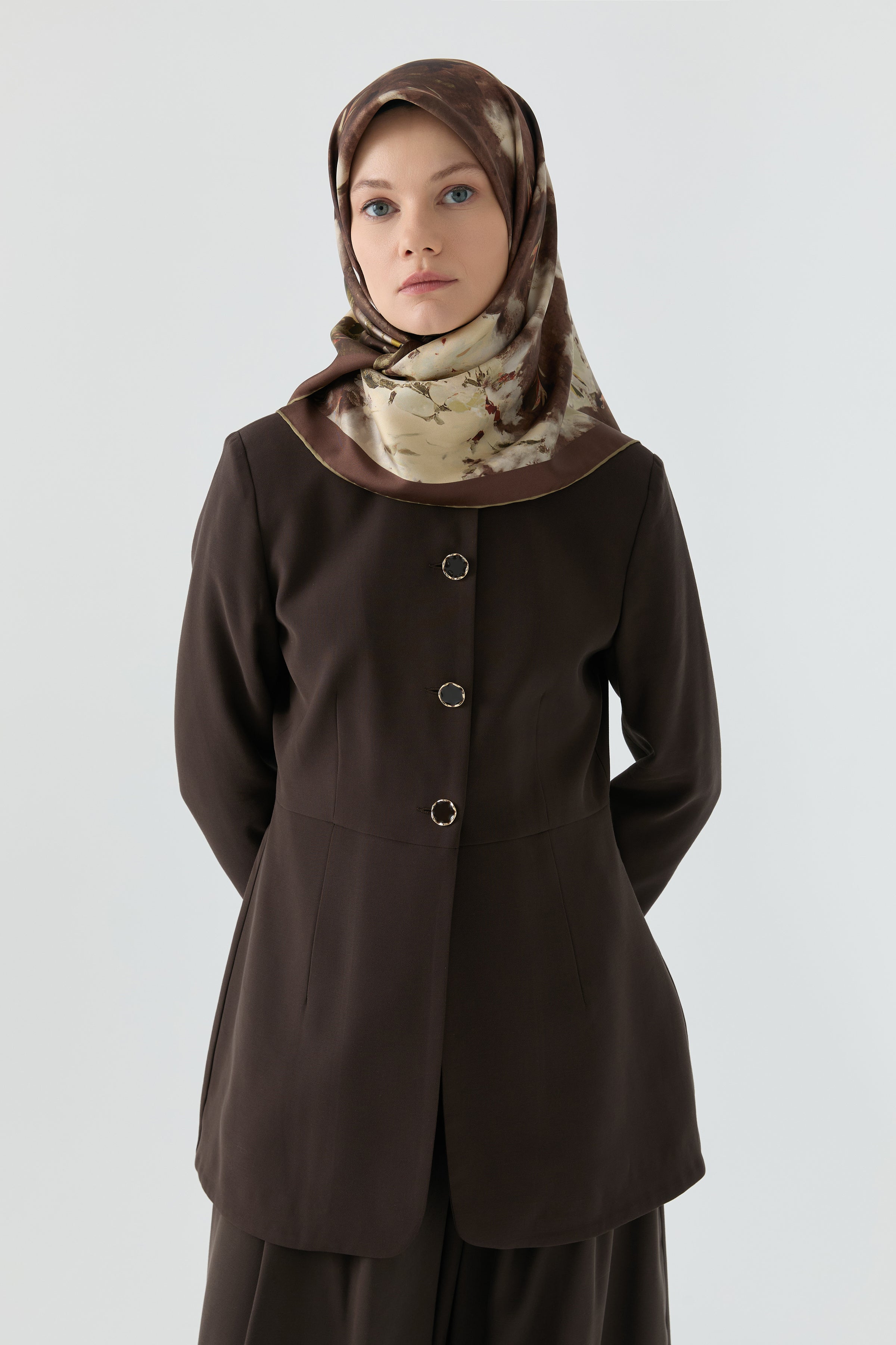 Belden Oturmalı Ceket - Acı Kahve TUGBA