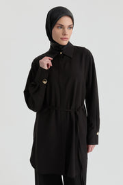 Biye Bağlamalı Tunik - Acı Kahve TUGBA