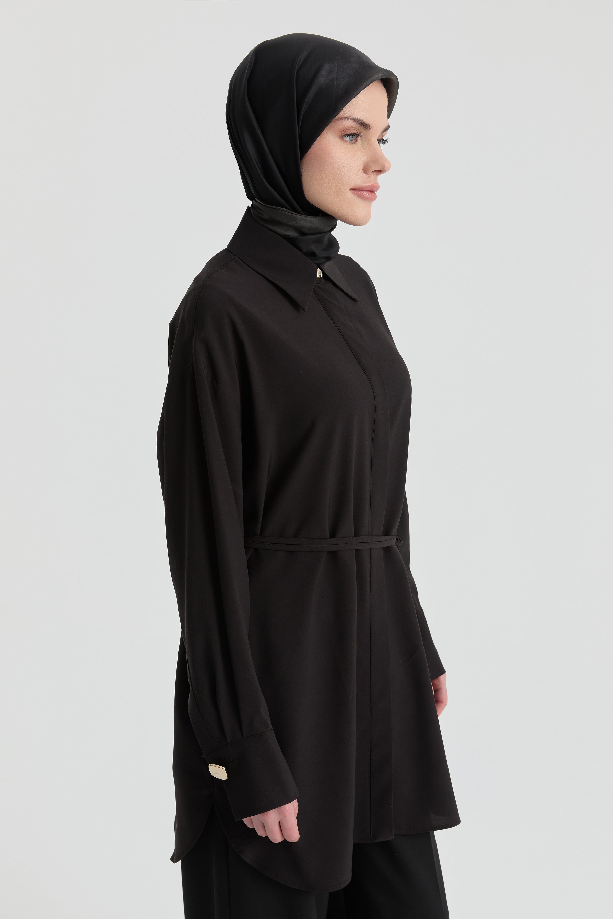 Biye Bağlamalı Tunik - Acı Kahve TUGBA