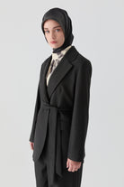 Kuşaklı Ceket - Antrasit TUGBA