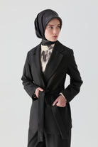 Kuşaklı Ceket - Antrasit TUGBA