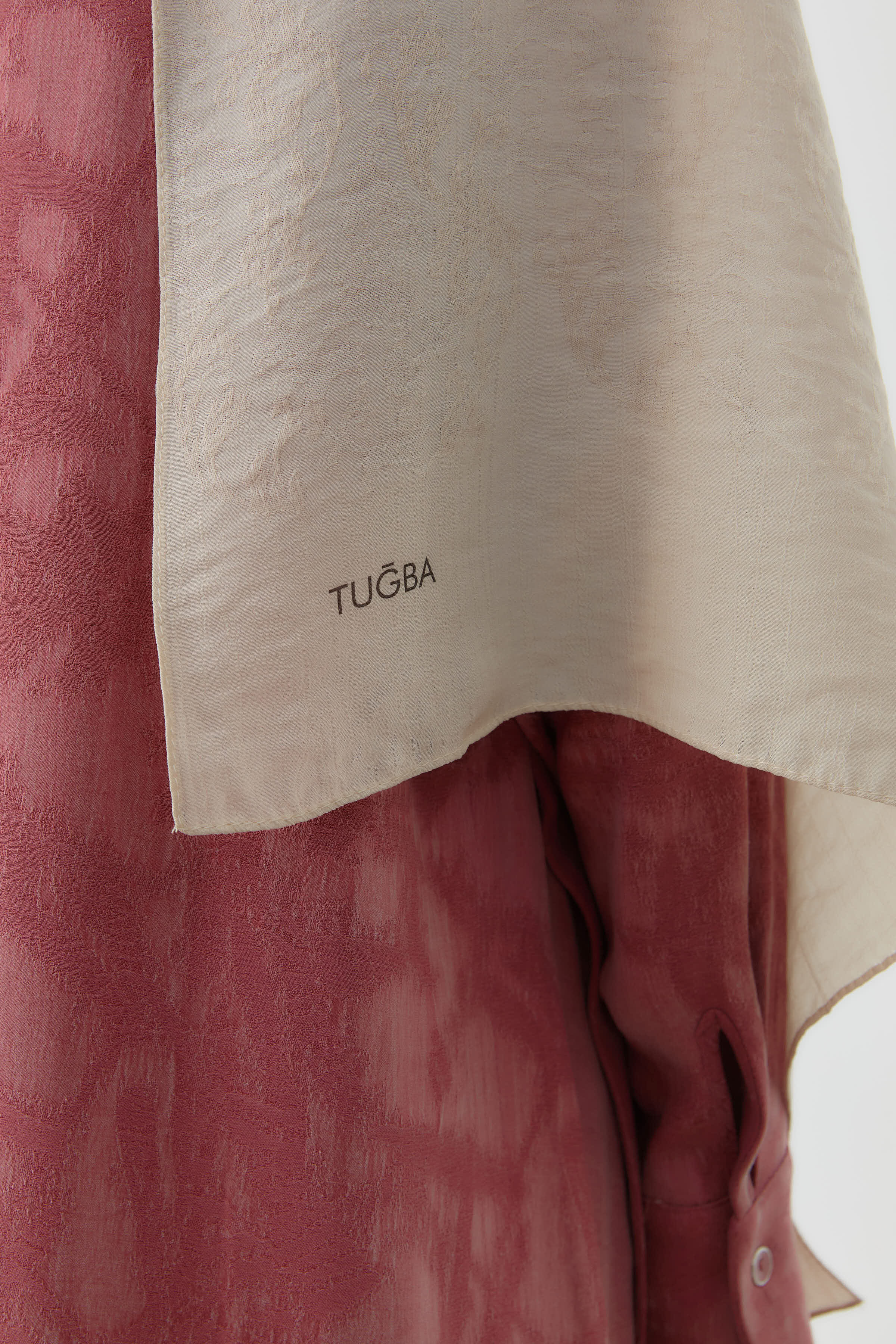 Motifli Jakar Şal - Bej TUGBA