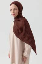 Motifli Jakar Şal - Kahve TUGBA