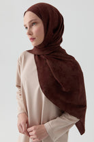 Motifli Jakar Şal - Kahve TUGBA