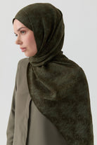 Motifli Jakar Şal - Haki TUGBA