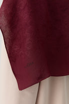 Motifli Jakar Şal - Bordo TUGBA