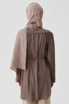 Motifli Jakar Şal - Vizon TUGBA