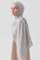 Motifli Jakar Şal - Gümüş TUGBA
