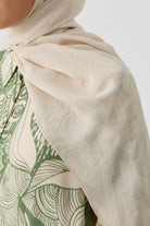 Zikzak Desenli Jakar Şal - Bej TUGBA