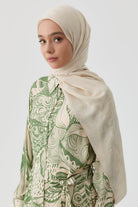 Zikzak Desenli Jakar Şal - Bej TUGBA