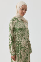 Zikzak Desenli Jakar Şal - Bej TUGBA