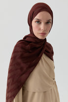 Zikzak Desenli Jakar Şal - Kahve TUGBA