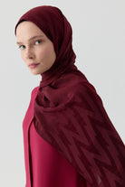 Zikzak Desenli Jakar Şal - Bordo TUGBA