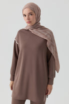 Zikzak Desenli Jakar Şal - Vizon TUGBA