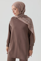 Zikzak Desenli Jakar Şal - Vizon TUGBA