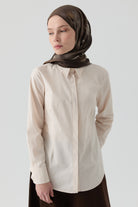 Pensli Poplin Gömlek - Bej TUGBA