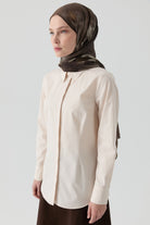 Pensli Poplin Gömlek - Bej TUGBA