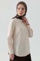 Pensli Poplin Gömlek - Bej TUGBA