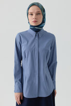 Pensli Poplin Gömlek - Açık Mavi TUGBA