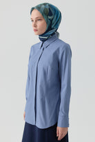 Pensli Poplin Gömlek - Açık Mavi TUGBA