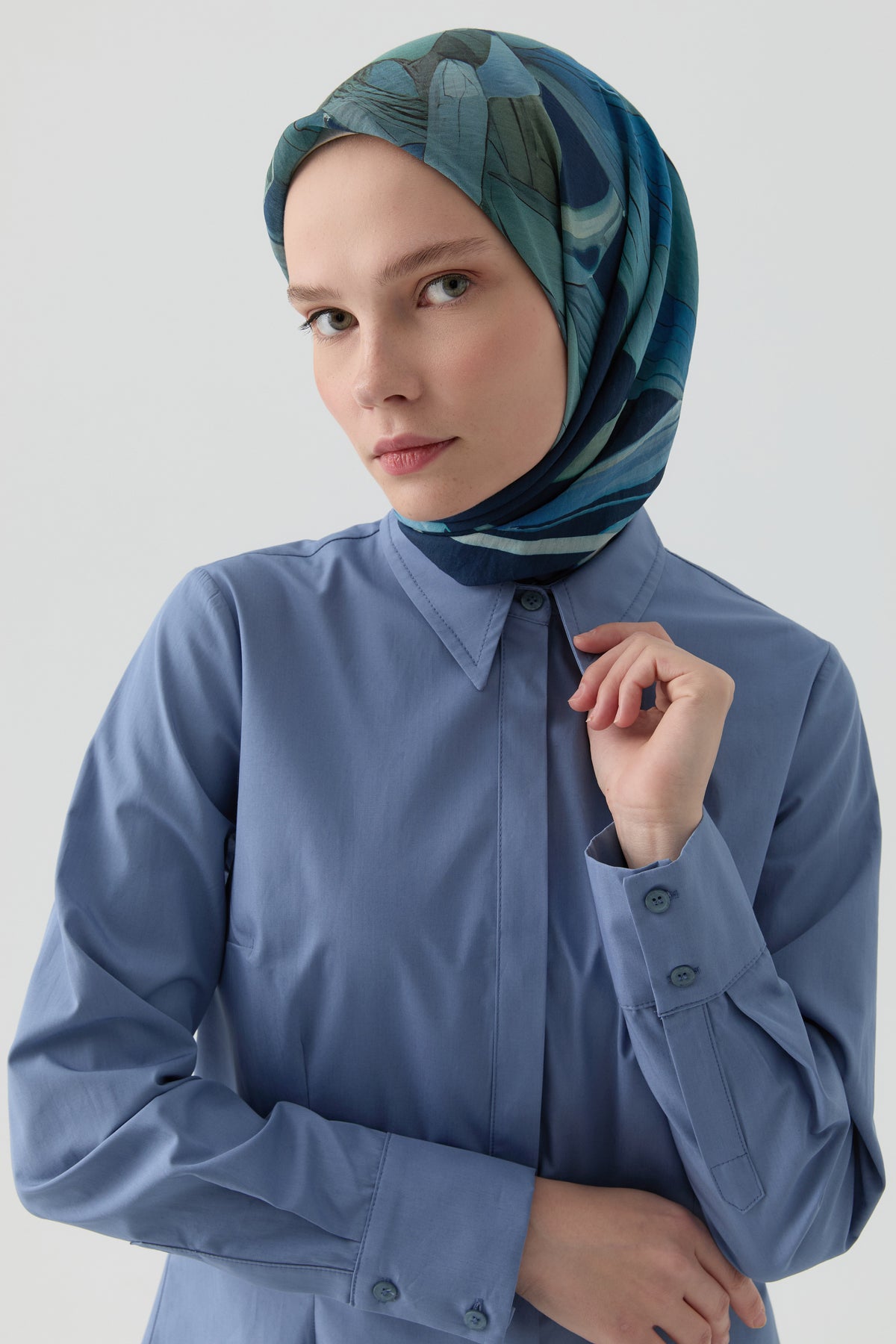 Pensli Poplin Gömlek - Açık Mavi TUGBA