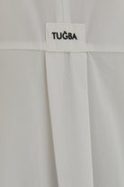 T Kollu Poplin Gömlek - Ekru TUGBA