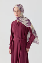 Kırma Detaylı Elbise - Mürdüm TUGBA