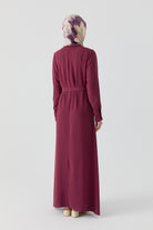 Kırma Detaylı Elbise - Mürdüm TUGBA