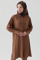 Yarım Pat Detaylı Tunik - Taba TUGBA