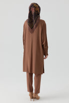 Yarım Pat Detaylı Tunik - Taba TUGBA