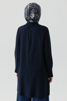 Dik Yakalı Tunik - Lacivert TUGBA