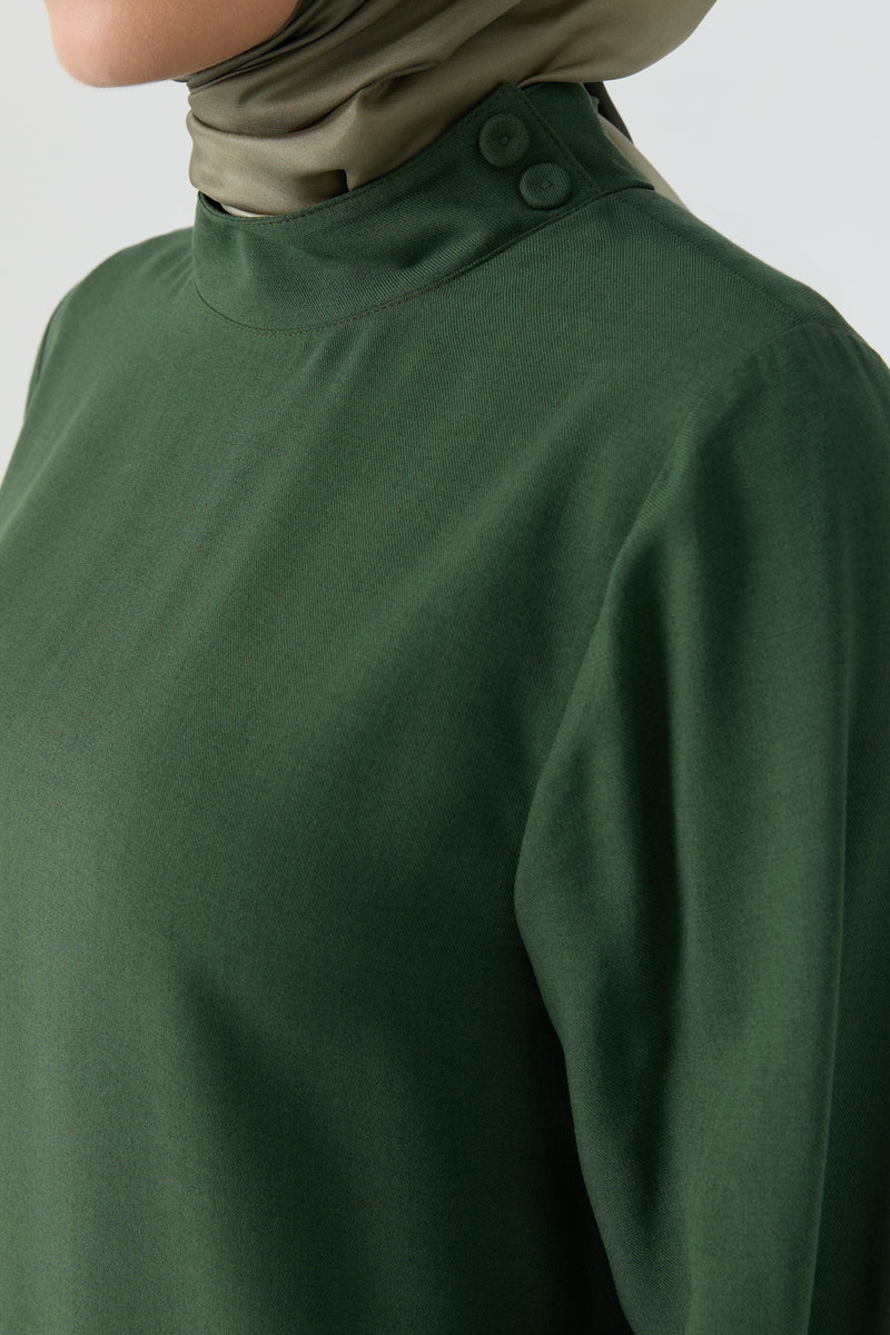 Dik Yakalı Tunik - Yeşil TUGBA